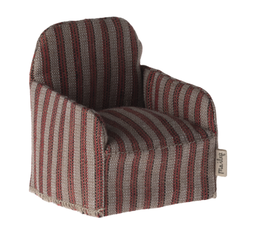 Maileg Poppenhuis Stoel Rood Gestreept 7.5cm