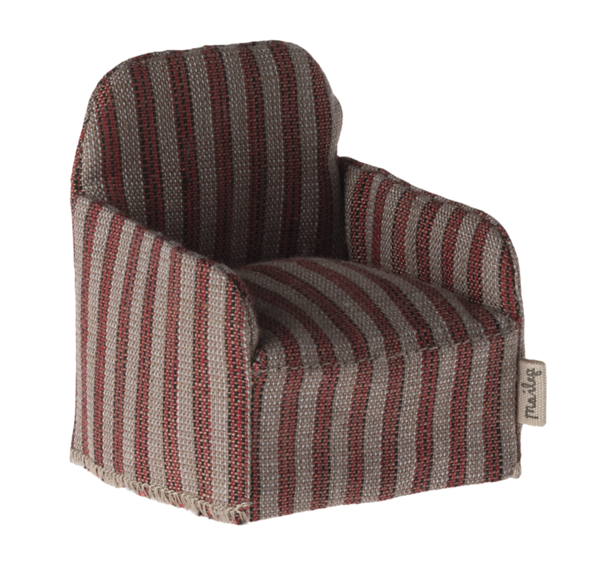 Poppenhuis Stoel Rood Gestreept 7.5cm