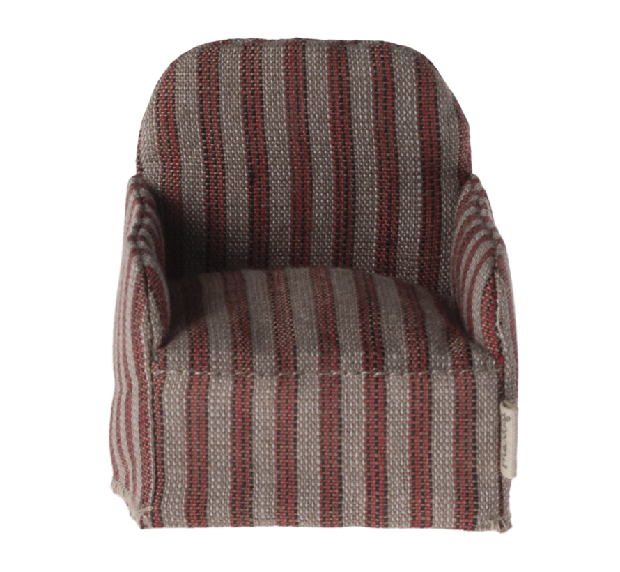 Poppenhuis Stoel Rood Gestreept 7.5cm