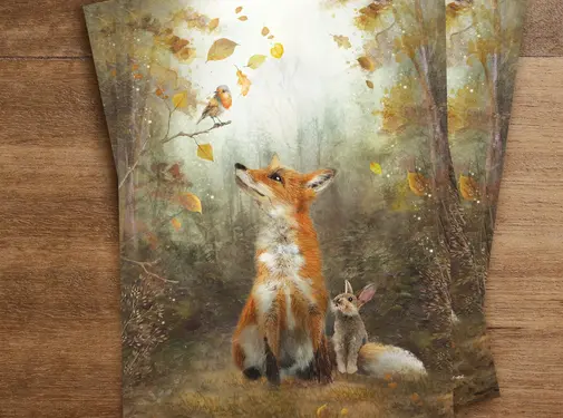 Iris Esther Autumn Leaves postcard