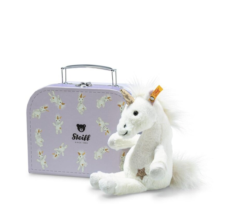 Unica dangling unicorn un suitcase, white