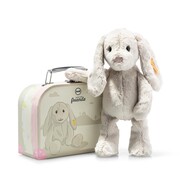 Steiff Hoppie rabbit in suitcase, light grey