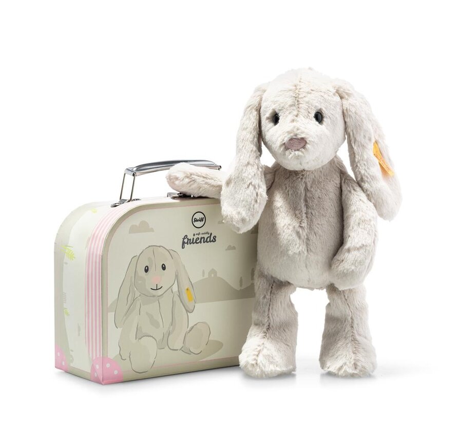 Hoppie rabbit in suitcase, light grey