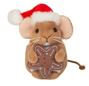 Hermann Teddy Knuffel Kerst Muis met Koek 11cm