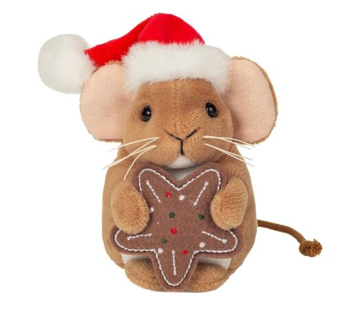 Hermann Teddy Knuffel Kerst Muis met Koek 11cm