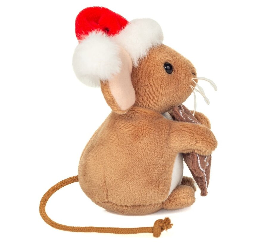 Knuffel Kerst Muis met Koek 11cm