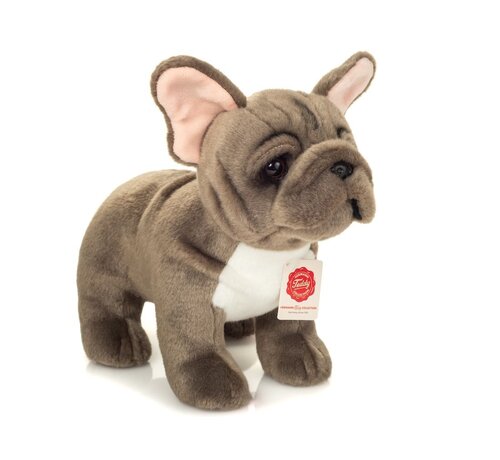 Hermann Teddy Knuffel Franse Bulldog Staand Grijs 30cm