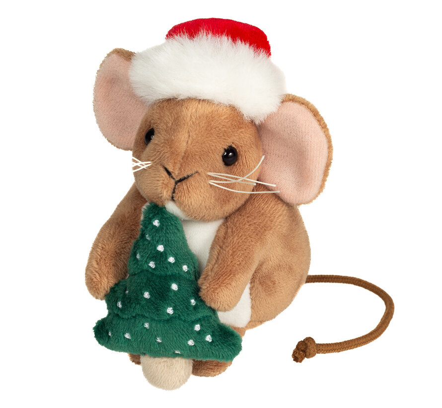 Cuddly Christmas Mouse with Christmas Tree 11cm
