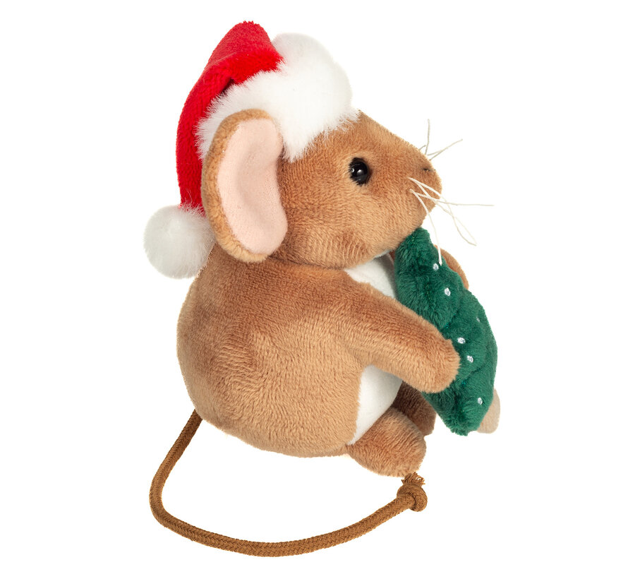 Knuffel Kerst Muis met Kerstboom 11cm