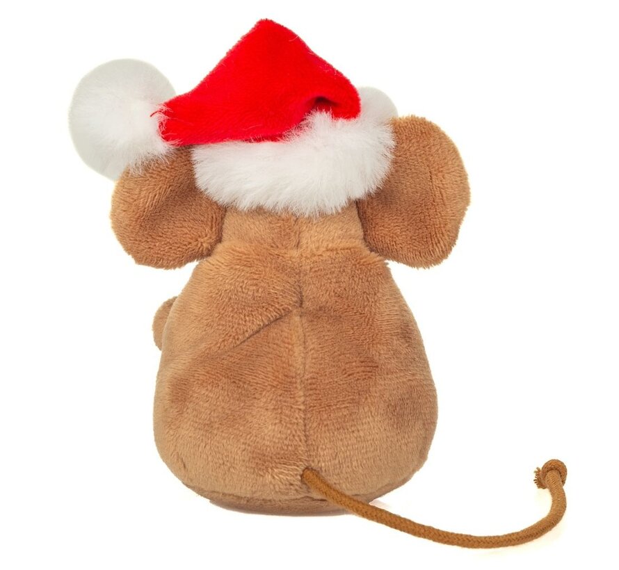Knuffel Kerstmuis met Krans 11cm