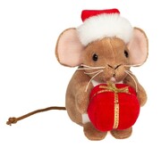 Hermann Teddy Knuffel Kerst Muis met Geschenk 11cm