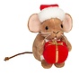 Knuffel Kerst Muis met Geschenk 11cm