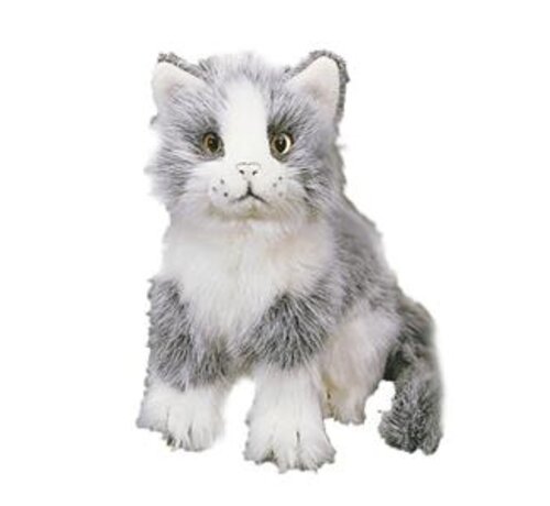 Förster Knuffel Kat Zittend Grijs/Wit klein 20cm