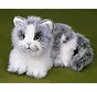 Knuffel Kat Liggend Grijs/Wit klein 20cm