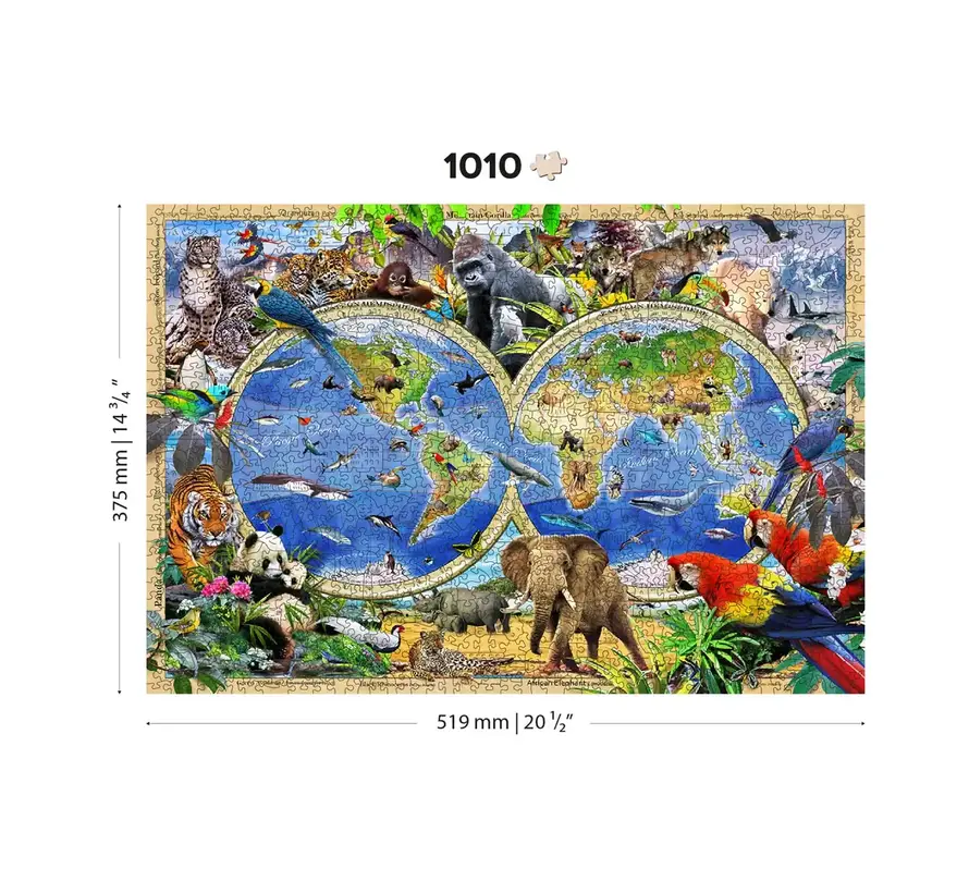 Puzzel Hout Animal Kingdom Map 1010pcs