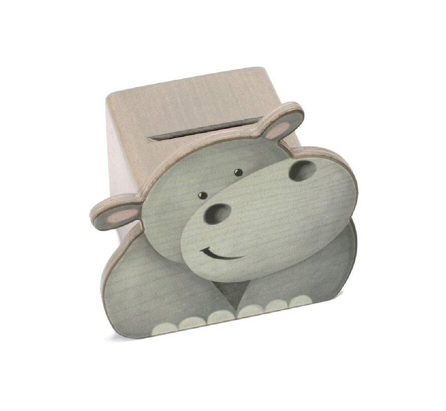 Spaarpot Gezicht Nijlpaard Hout