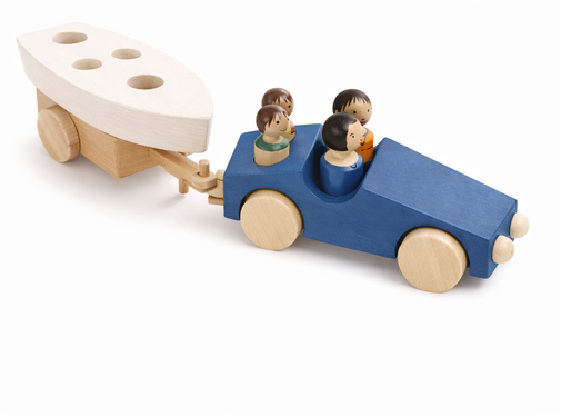 Weizenkorn Auto met Aanhanger Philipp 3 Hout