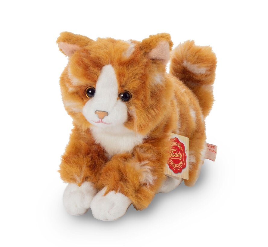 Knuffel Kat Getijgerd Rood of Grijs 18cm