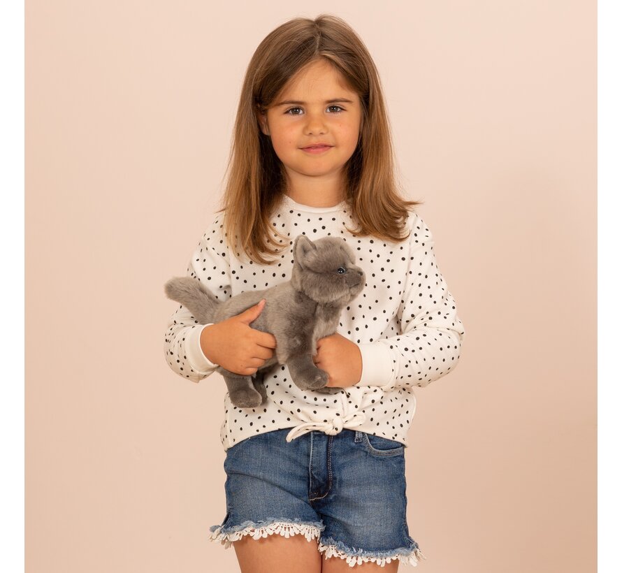 Knuffel Kat Kartuizer Staand 20cm