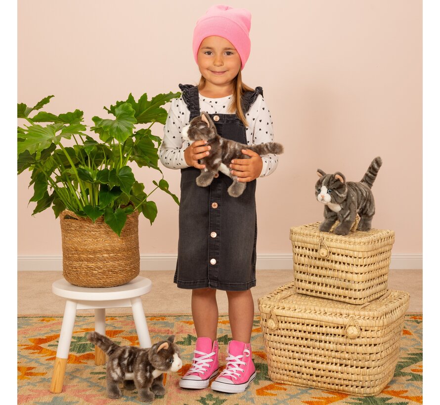 Knuffel Kat Grijs Staand 20cm