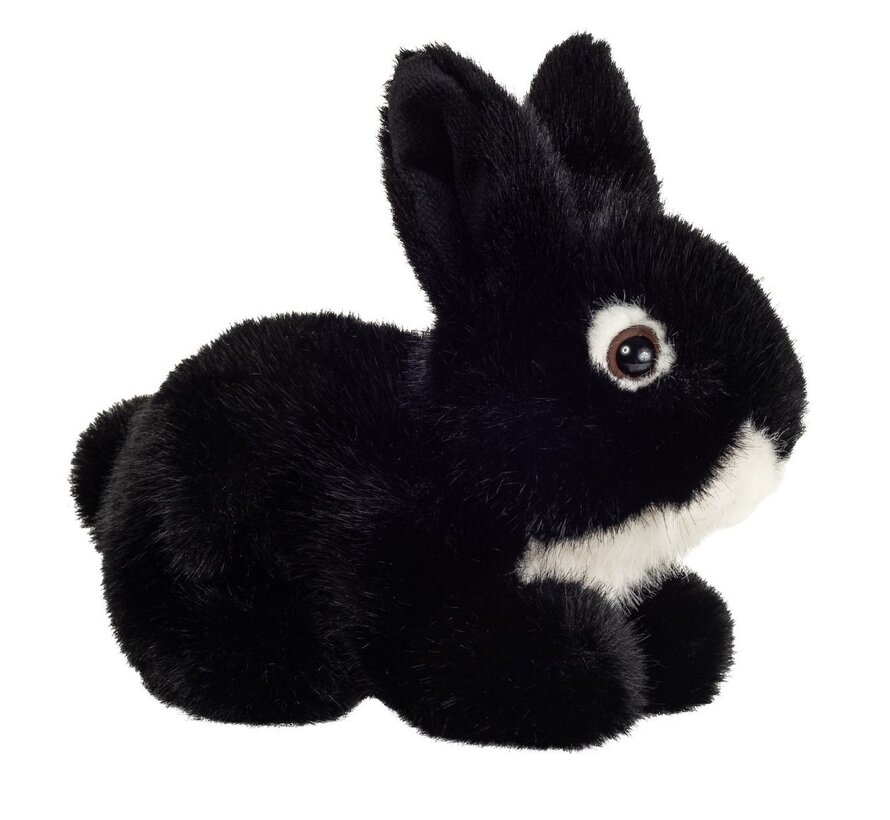 Knuffel Konijn Zittend Zwart 17 cm