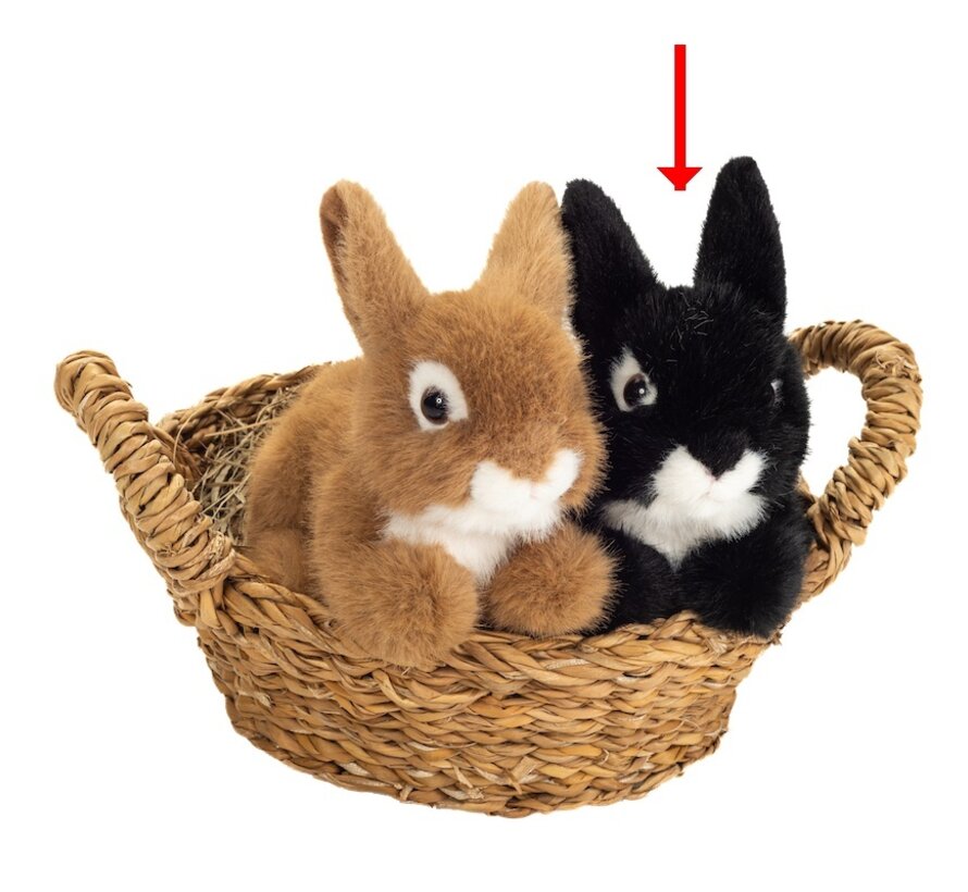 Knuffel Konijn Zittend Zwart 17 cm