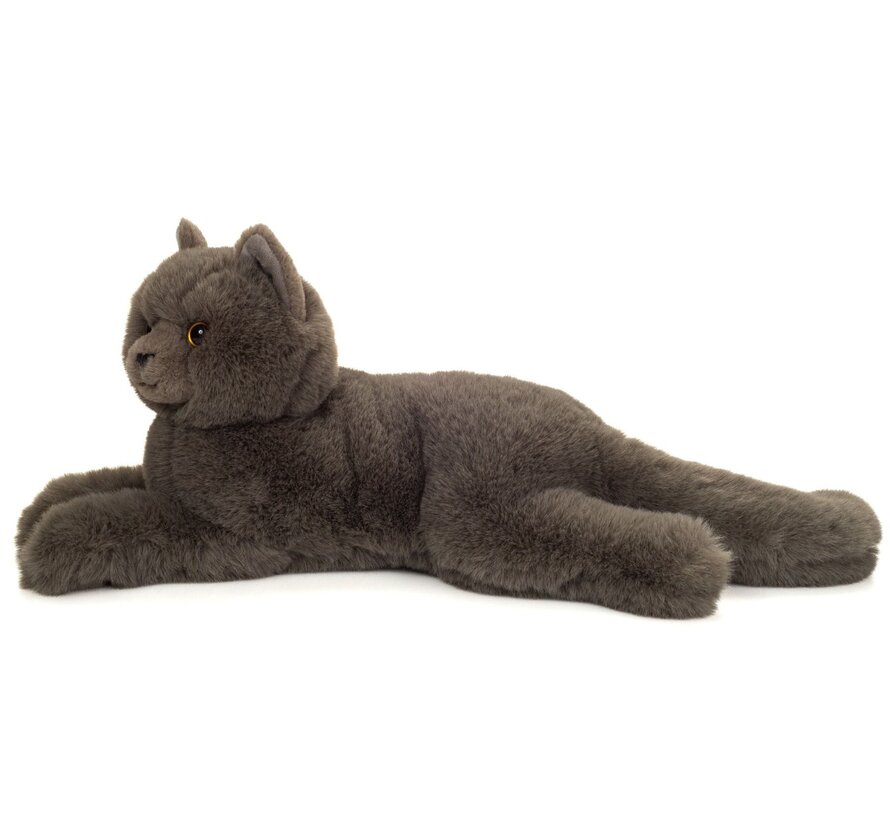 Knuffel Karthuizer Kat Liggend 36 cm