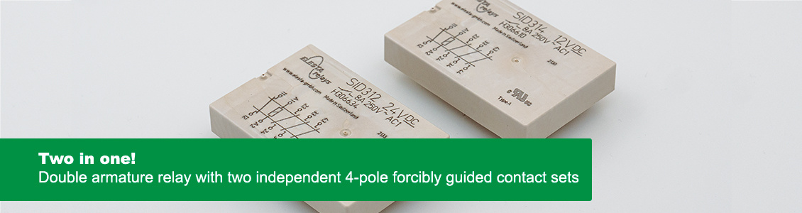 Two in one! - Double armature relay with two independent 4-pole forcibly guided contact sets