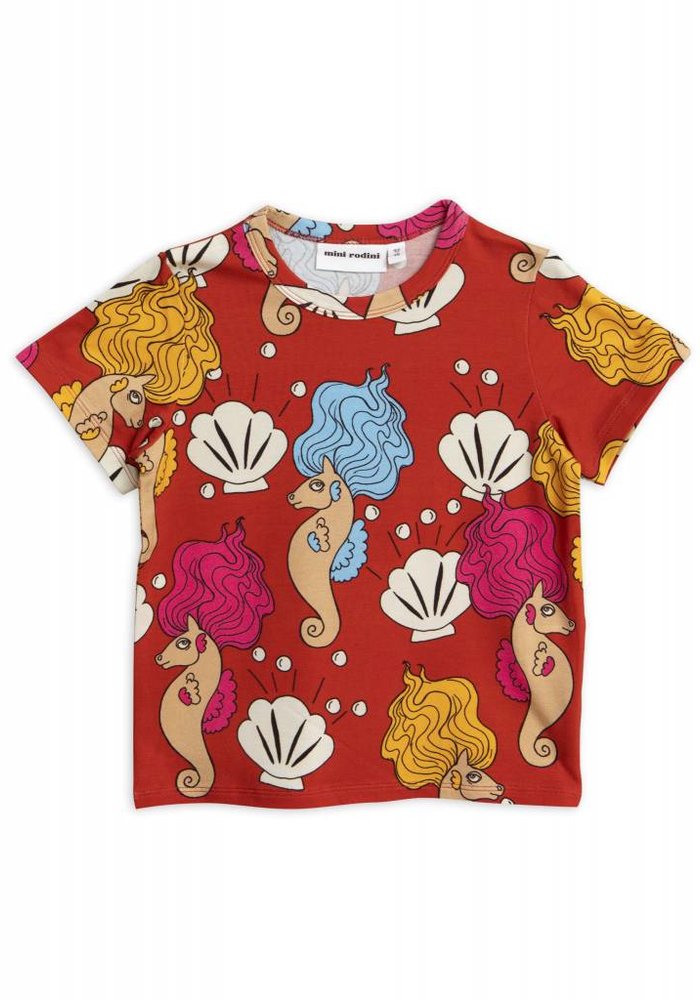 Mini Rodini - Seahorse ss tee red 1-3 M / 56 - 62