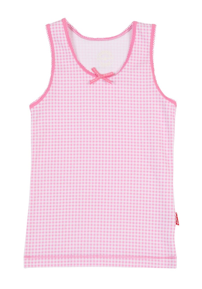 Girls singlet pink checks