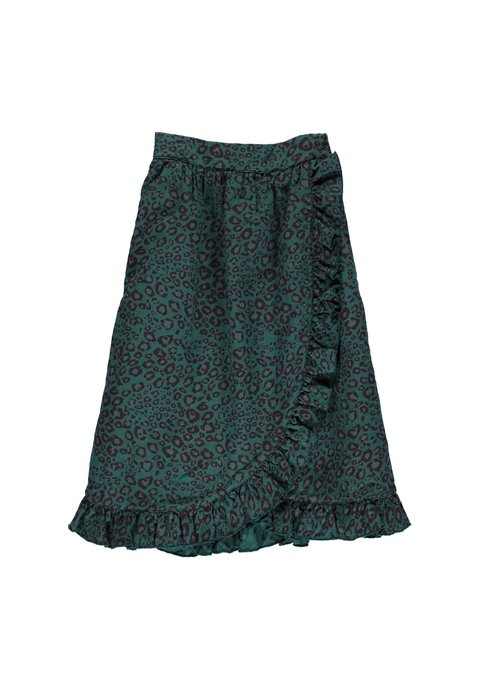 PIUPIUCHICK Piupiuchick Long Skirt with frills emerald animal print