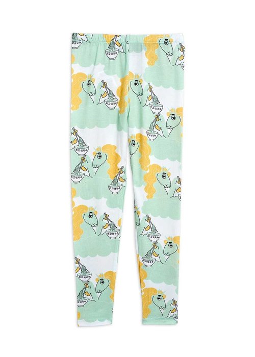 Mini Rodini Mini Rodini Unicorn noodles aop leggings Green 12- 18 M