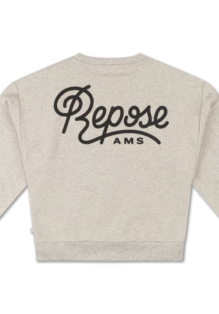Repose ams 10. crewneck sweater, mixed grey logo,