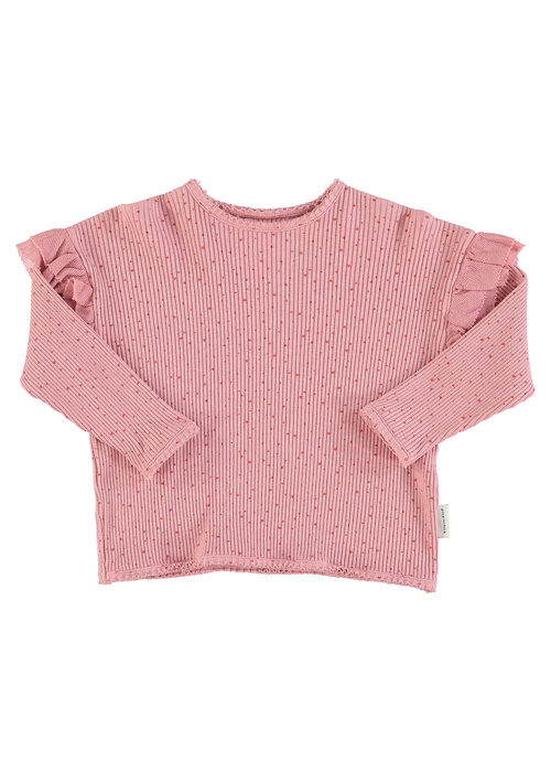 PIUPIUCHICK PIUPIUCHICK longsleeve w/ frills on shoulders | pink w/ orange little stars