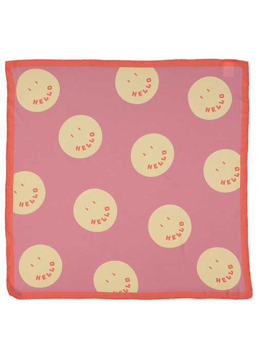 PIUPIUCHICK PIUPIUCHICK silky bandana/scarf | pomegranate w/ allover "smile" print