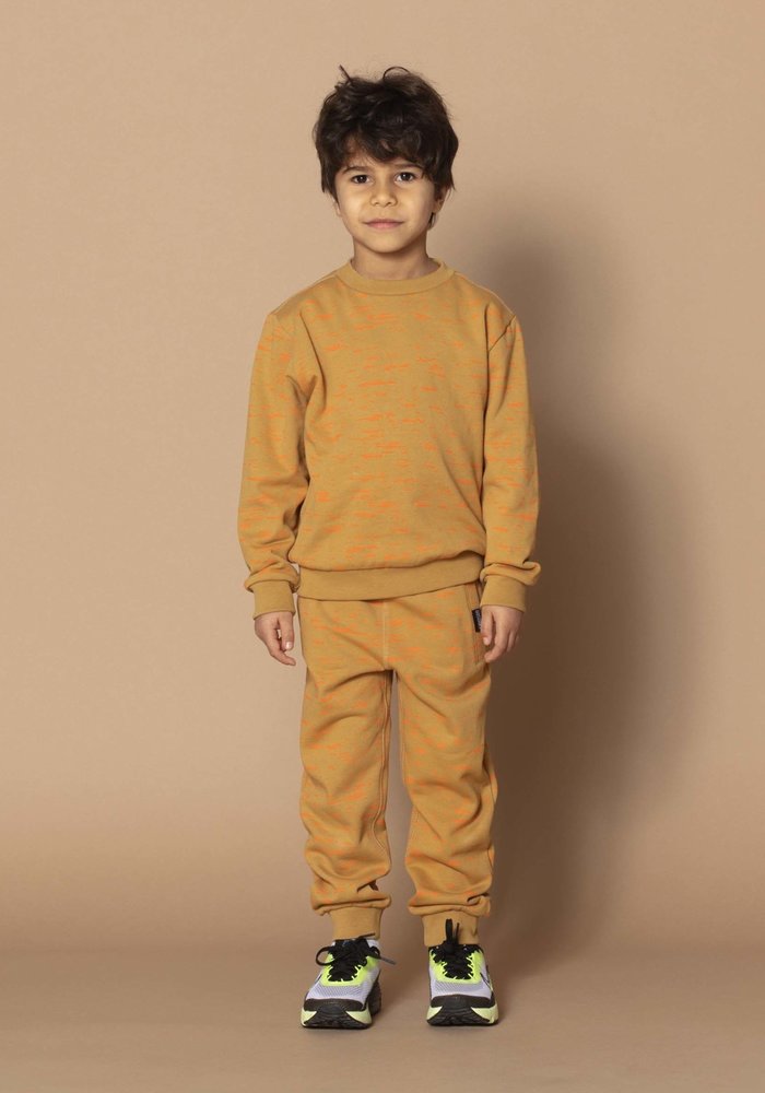 GOSOAKY SHARKNADO SWEATER ALL OVER PRINT OCHRE