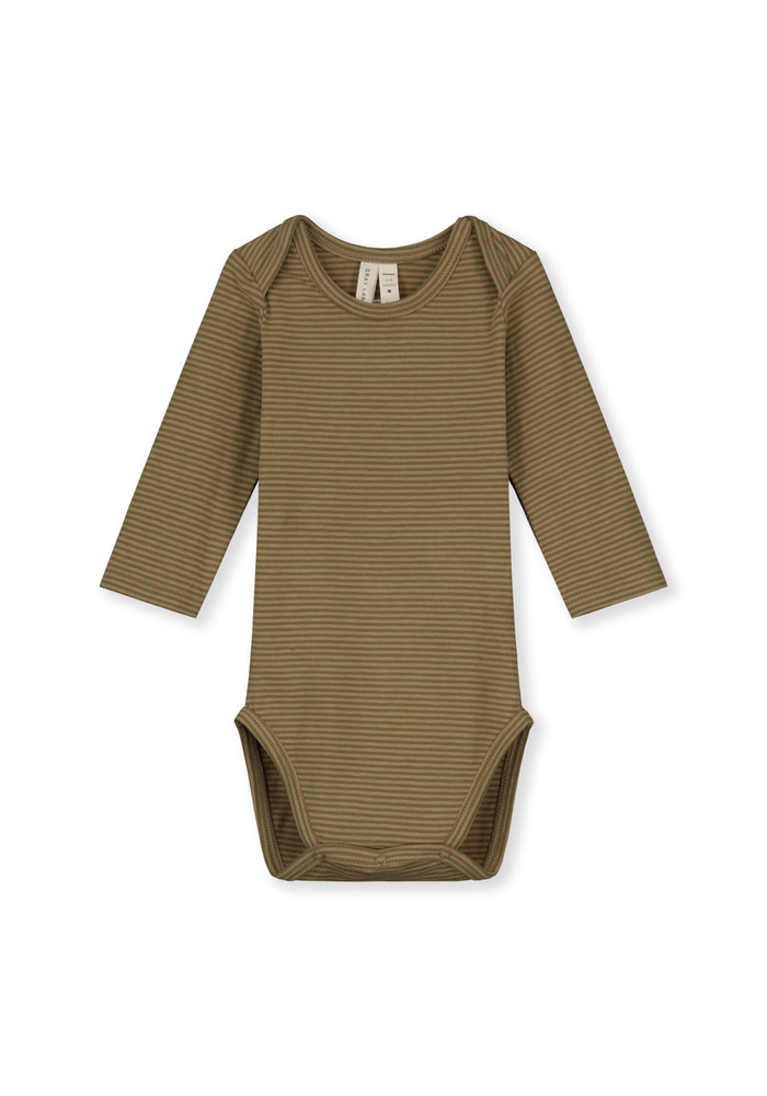 Gray Label Baby LS Onesie Olive Green/Peanut