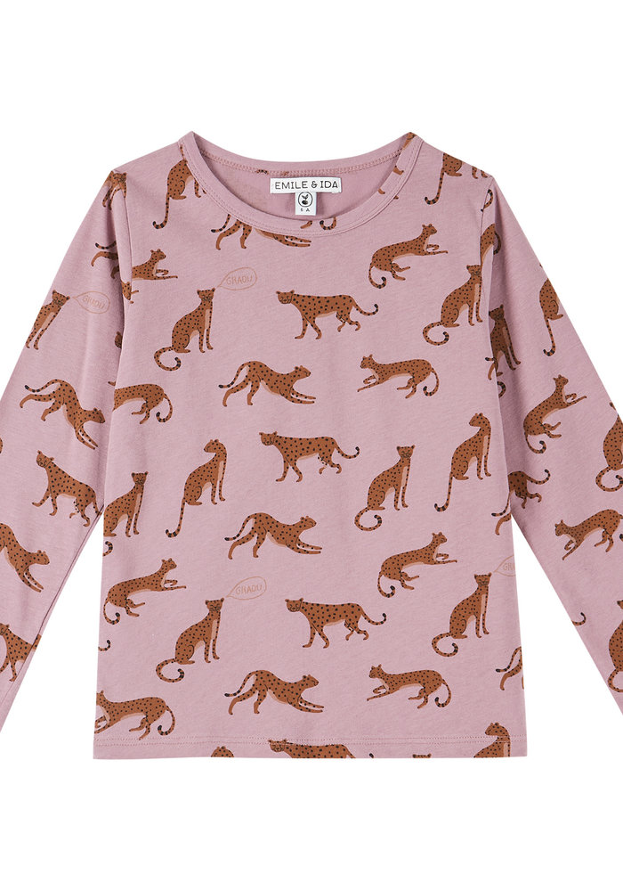 EMILE ET IDA TEE SHIRT VIOLET LEOPARD | 04 Y