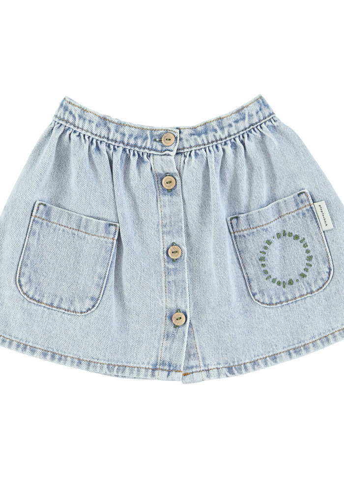 PIUPIUCHICK short skirt w/ pockets | washed blue denim | 12 Y