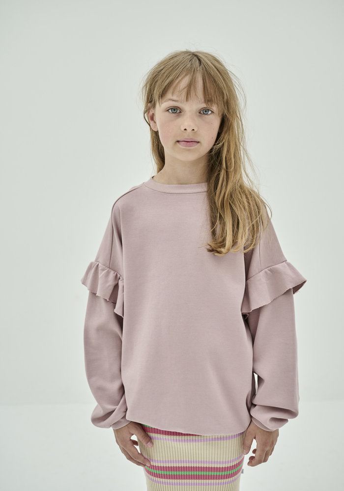 REPOSE AMS 16. RUFFLE SWEATER MAUVE ROSE