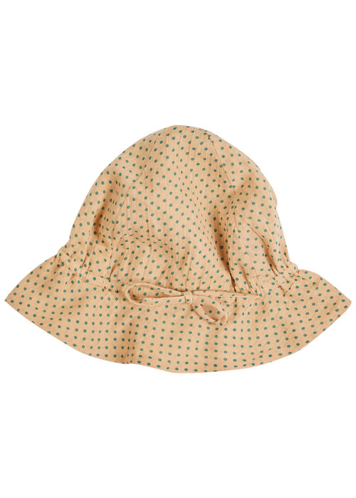 Emile et Ida EMILE ET IDA BEIGE COTTON HAT WITH GREEN DOTS