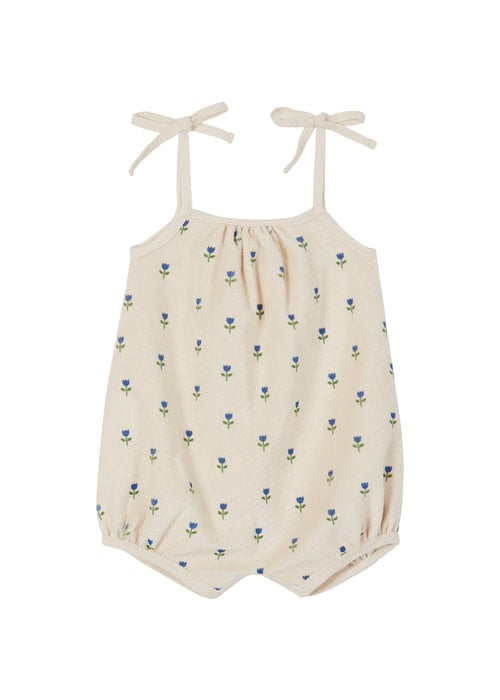 Emile et Ida EMILE ET IDA BLUE TULIPS TERRY CLOTH JUMPSUIT | 03 M