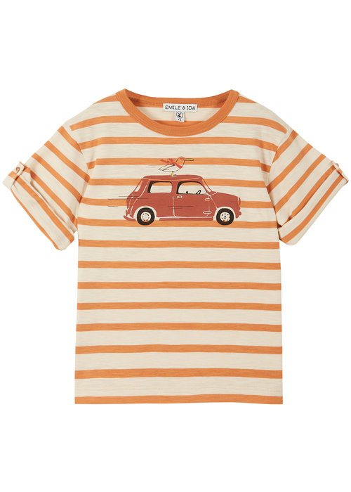 Emile et Ida EMILE ET IDA MANGO ECRU ORGANIC COTTON FLAMED T-SHIRT