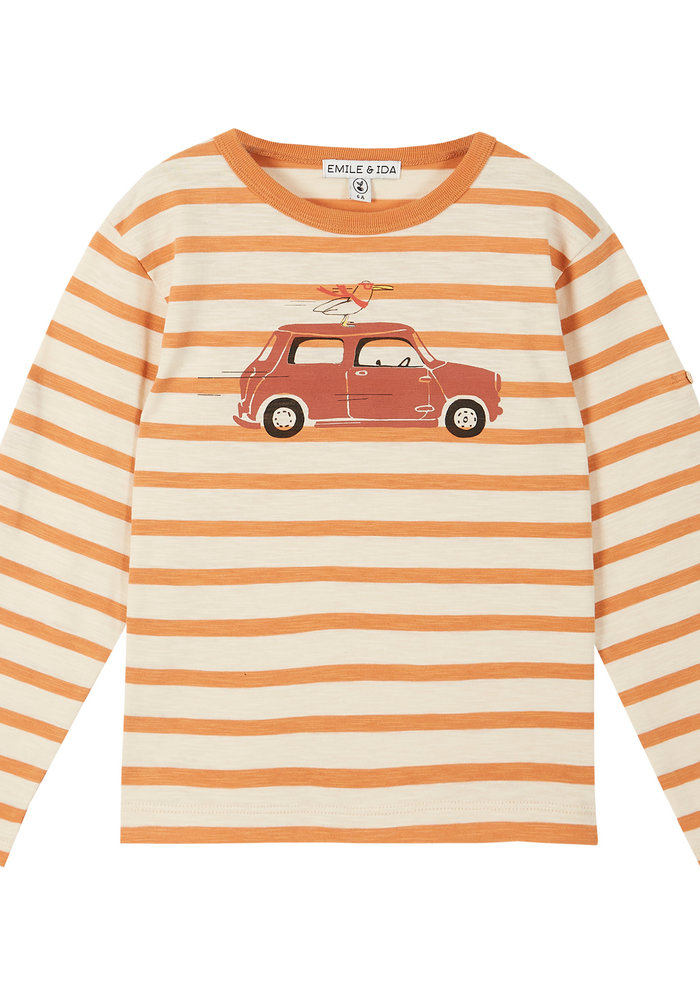 EMILE ET IDA MANGO ECRU ORGANIC COTTON FLAMED T-SHIRT