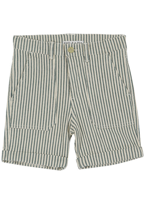 Emile et Ida EMILE ET IDA GREEN STRIPED COTTON SHORTS | 10 Y