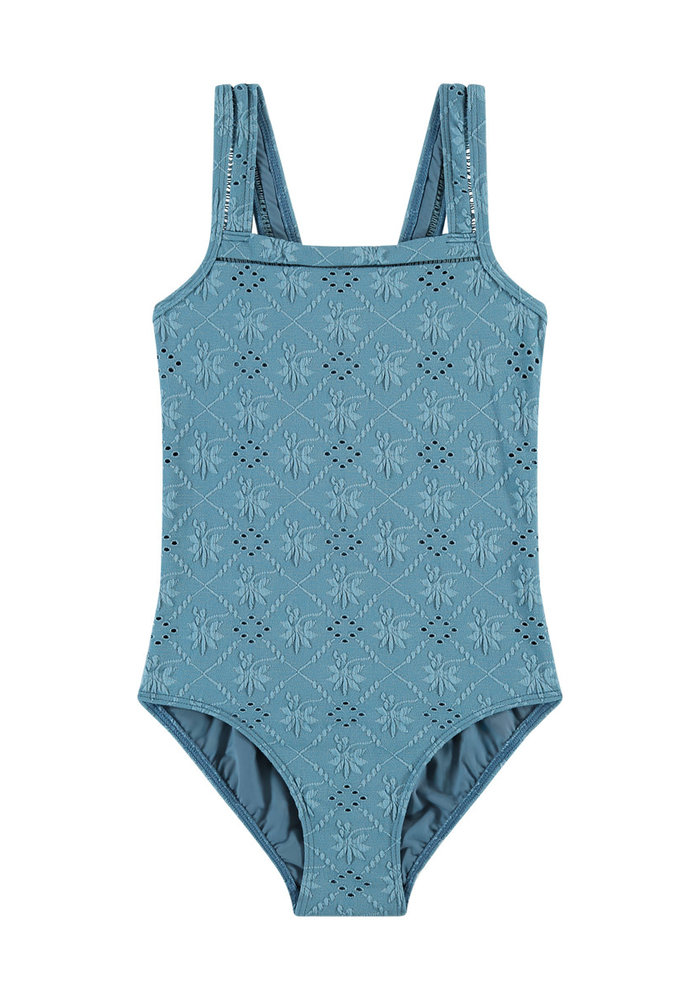 BEACHLIFE BLUE EMBROIDERY BATHINGSUIT