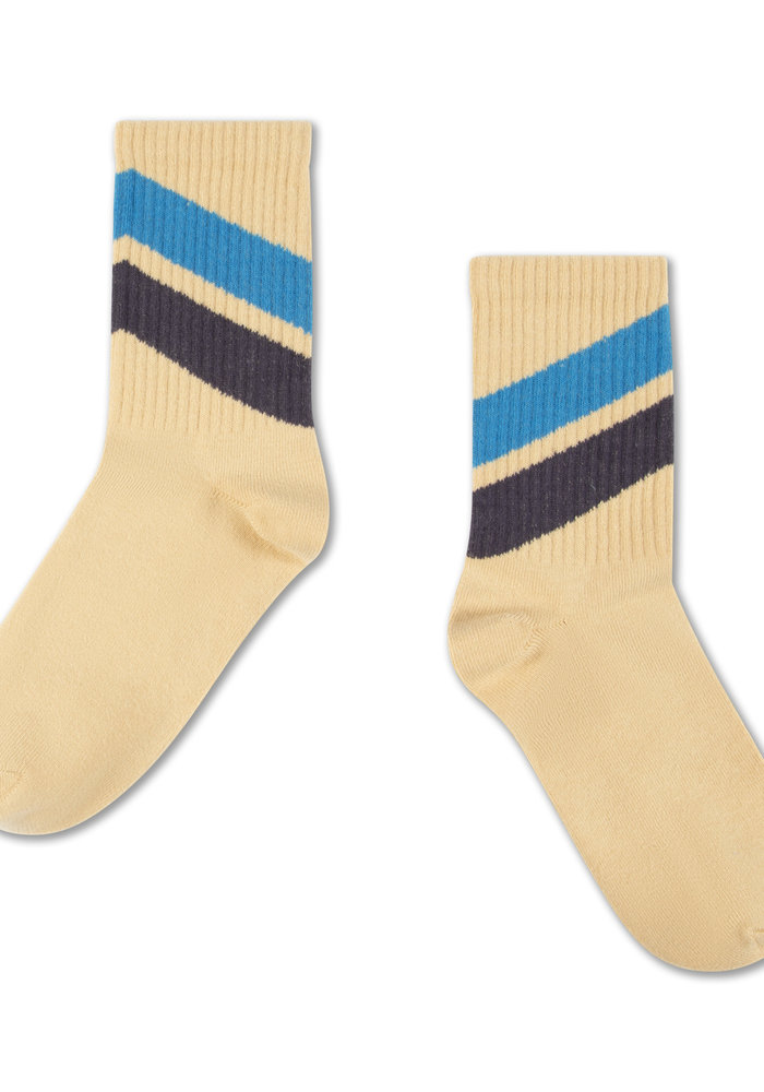 REPOSE AMS 75. SPORTY SOCKS NUDE STRIPE