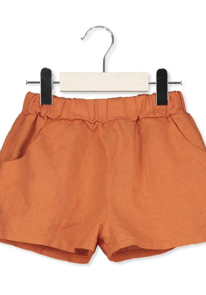 LOTIEKIDS LINEN WIDE SHORTS ORANGE | 6-7 Y