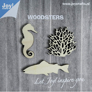 Joy!Crafts Woodsters - Houten figuren - Zeepaard- koraal- groot vis