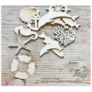 Joy!Crafts Woodsters - Houten figuren - Zeester- schelp- vis